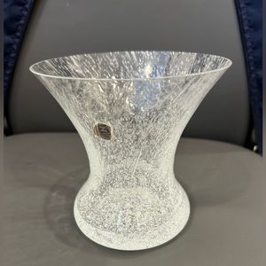 Vintage Zweisel Glas Clear Crackle Glass “Annabelle” 5” H  5” D Base 3 3/4” D.